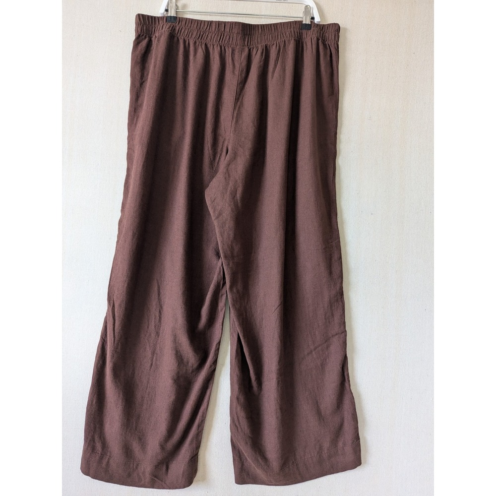 Old Navy Super Wide Leg Pants Women XL Brown Linen Blend High Rise Comfort Boho - Picture 4 of 11